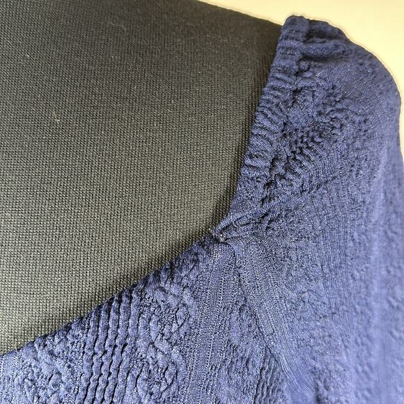 Julia Jordan Sweetheart Neck Long Sleeve Knit Dress Navy Blue Textured Size 14 - Picture 10 of 16